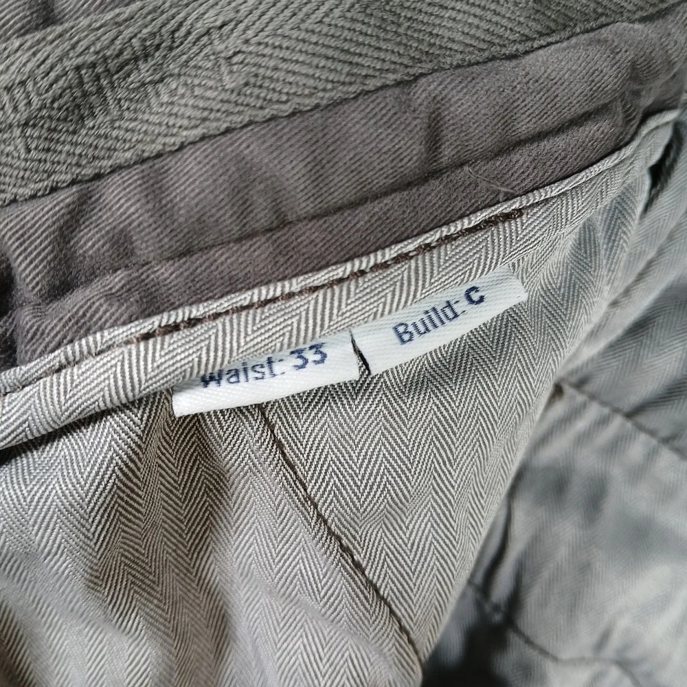 Spoke Heroes Pants Mens 33 Grey Chino Build C Flat Front Trousers